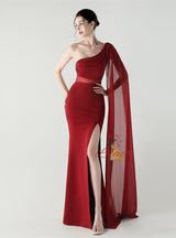 Mermaid One Shoulder Split Prom Dress