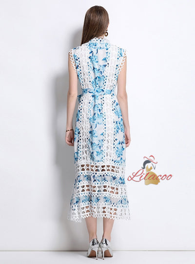 Women Lace Sleeveless Slim Dress
