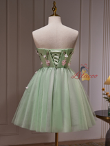 Green Tulle Beading Homecoming Dress