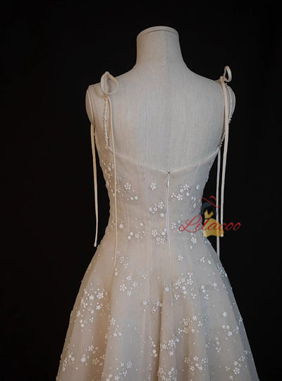 Ivory Spaghetti Straps Short Prom Dress