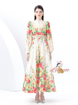 Palace Printed Breasted Lantern Sleeve Dress