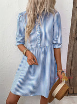 Wooden Ear Vertical Striped Shirt Dress