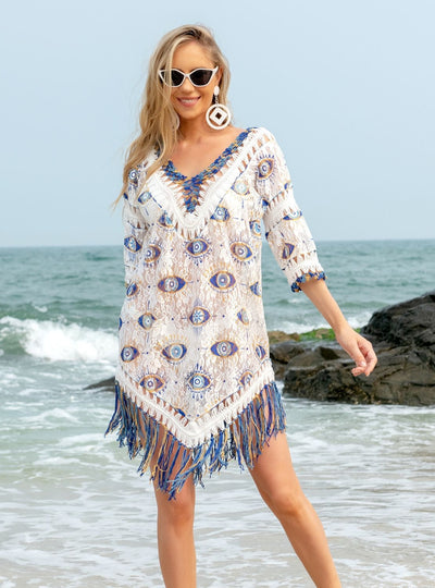 Sexy Openwork Lace Hook Bikini Beach Cover Up