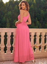 One Shoulder Split Party Long Dress