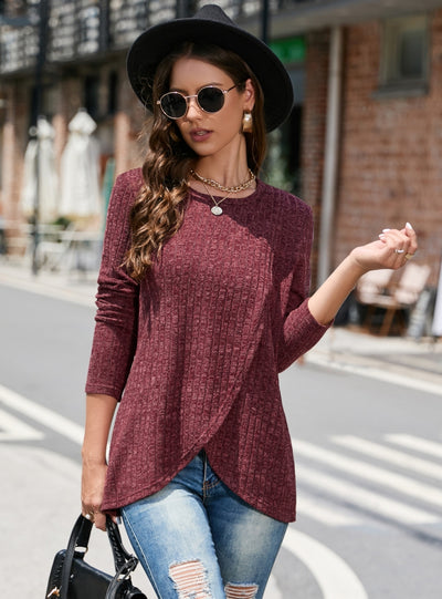 Fall/Winter Knitwear Crewneck Split Top