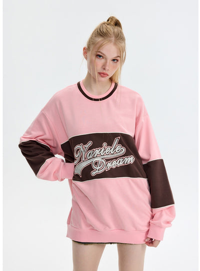 Loose Stitching Round Neck Top