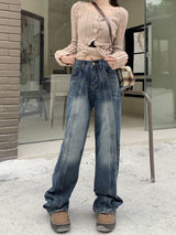 Spliced Wide-leg Loose Jeans