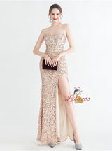 Mermaid Sequins Strapless Prom Dress