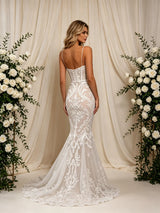 White Mermaid Lace Straps Wedding Dress