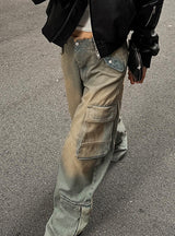 Retro Overalls Pocket Loose Pants