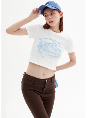 Waffle Plaid Printed Short Sleeve T-shirt