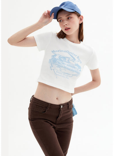 Waffle Plaid Printed Short Sleeve T-shirt