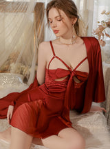 Steel Ring Gathered Bow Suspender Nightdress
