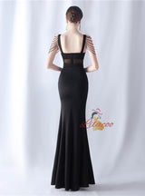 Sexy Straps Split Beading Prom Dress