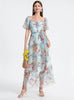 Heavy-duty Gauze Printed Spliced Ruffled Dress