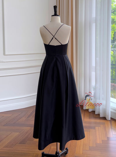 Black Spaghetti Straps Prom Dress
