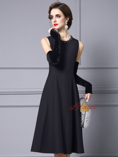 Black Sleeveless Beading Mother Of The Bride Dress