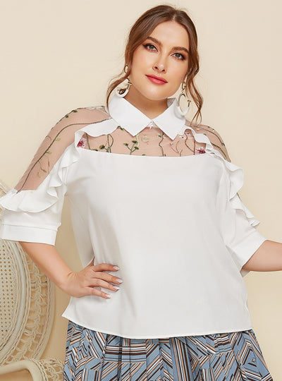 Geometric Printed Pleated Shirt Skirt Top Piece Suit