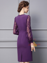 Purple Lace Beading Mother Of The Bride Dress