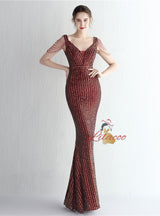 Mermaid V-neck Beading Prom Dress
