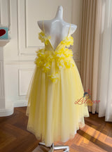 Three-dimensional Flower Mesh Sling Dress