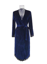 Velvet Lace Long Sleeve Blue Robe