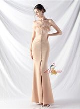 Mermaid Strapless Pleats Split Prom Dress