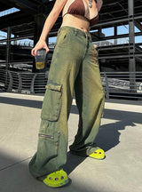 Retro Embroidered High Waist Zipper Pocket Jeans