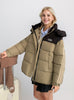 Spliced Short Cotton-padded Jacket Coat