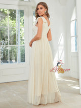 Apricot Lace V-neck Parom Dress