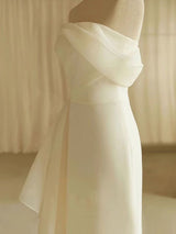 White Mermaid Strapless Pleats Wedding Dress
