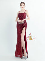 Mermaid Sequins Spaghetti Straps Prom Dress