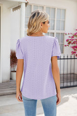 Solid Color Bubble Short Sleeve T-shirt