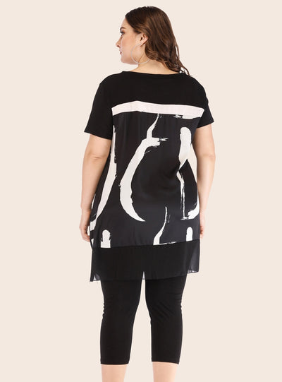 Printed Short-sleeved Pants Two-piece Suit