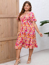Bohemian Floral Print Plus Size Dress