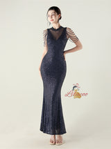 Mermaid Sequins Sleeveless Beading Prom Dress