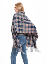 Fringed Plaid Shawl Padded Scarf