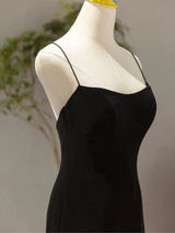 Black Mermaid Velvet Spaghetti Straps Prom Dress