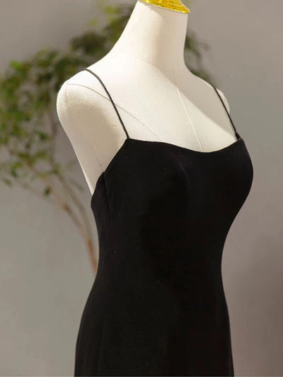 Black Mermaid Velvet Spaghetti Straps Prom Dress