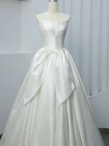 White Satin Strapless Wedding Dress