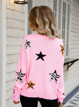 Round Neck Star Long Sleeve Sweater