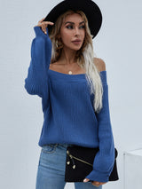 Large Size Loose Knit Solid Color Pullover Sweater