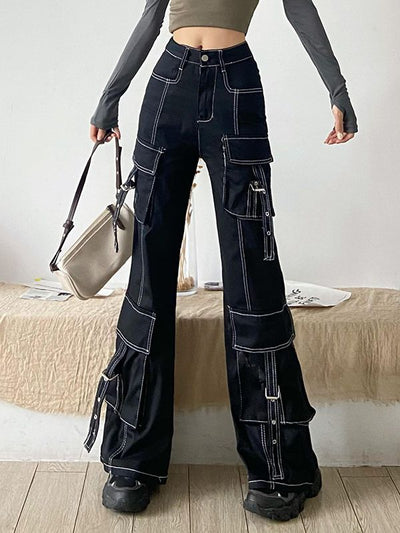Retro Pocket Loose Leisure Wide Leg Jeans