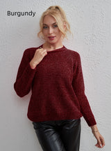 Solid Color Versatile Top Round Neck Sweater