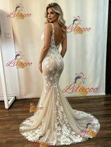 Sexy Mermaid Tulle Appliques Wedding Dress