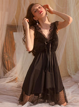 Sexy Perspective Lace V-neck Suspender Nightdress