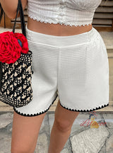 Casual Contrast Edge Shorts Elastic Waist Pants