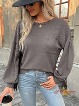 Sexy Long-sleeved Backless Round Neck Shirt