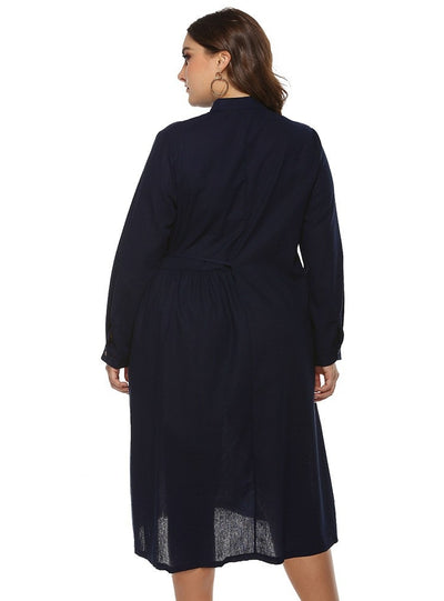 Round Neck Plaid Long Sleeve Dress