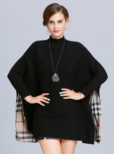 Loose Zipper Splicing Head Bat Sleeve Cloak Shawl